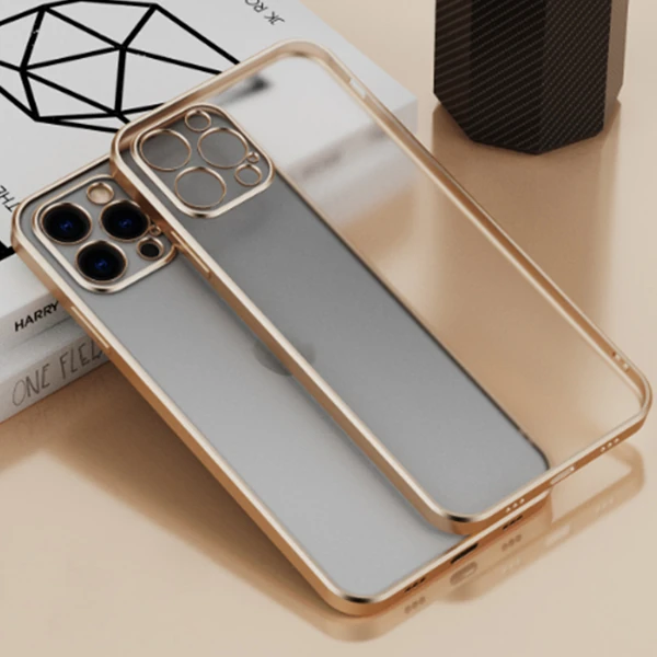 iPhone 11 Pro 5.8inç Renkli Kenar Şeffaf Kılıf Kamera Korumalı Kılıf-(5775)