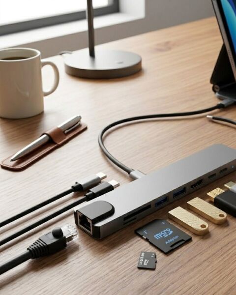 Type C Çoklu Port Hub 8 Port USB HDMI SD Kart Ethernet Adaptör