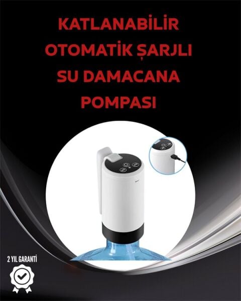 Otomatik Şarjlı Damacana Pompası Ev Ofis Kamp Kullanım