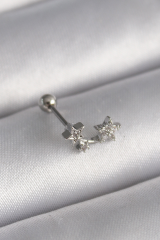 316L Çelik Gümüş Renk Zirkon Taşlı Yıldız Tragus Piercing 5886