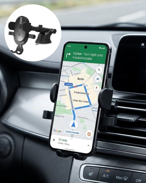 Araç Havalandırma Telefon Tutucu 360 Derece Döner Otomatik Kilitli Stand