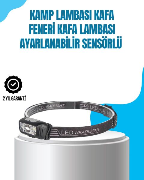 Kamp Lambası Kafa Feneri Kafa Lambası Ayarlanabilir Sensörlü Şarjlı