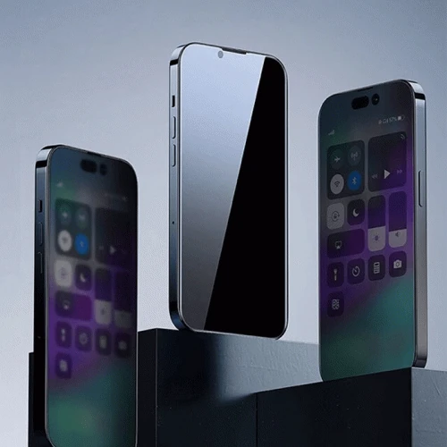 Baseus Crystal iPhone 15 Privacy Full Koruma Tempered Cam Ekran Koruyucu-(5775)