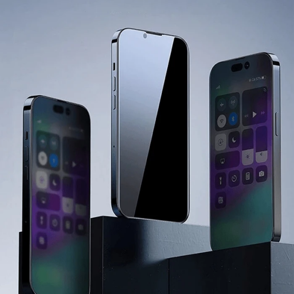 Baseus Crystal iPhone 15 Pro Privacy Full Koruma Tempered Cam Ekran Koruyucu-(5775)