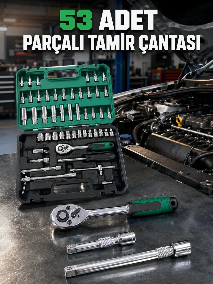 Çok Uçlu ve Farklı Ölçülü 53 Parça Alet Seti