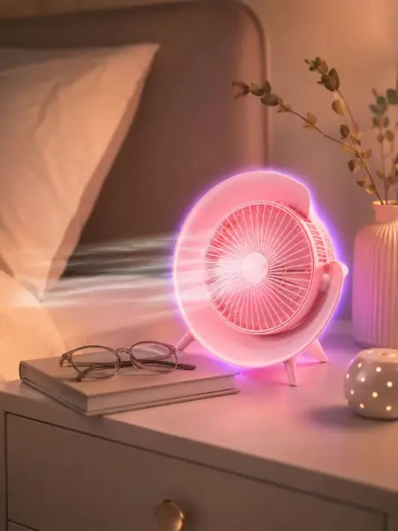 RGB Işıklı 3 Kademeli USB Şarjlı Masaüstü Vantilatör