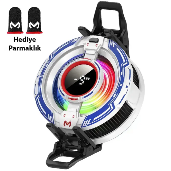 MEMO CX16 iOS Android Soğutucu 15W15W Manyetik RGB Telefon Soğutucu – Anında Hızlı Soğutma Sessiz Fan Tüm Akıllı Telefonlarla Uyumlu-(5775)