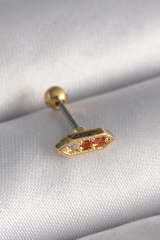 316L Çelik Gold Renk Turuncu Zirkon Taşlı Tragus Piercing 5886