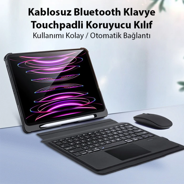 Dux Ducis iPad Pro 12.9 2022/2021/2020 SK Series Kablosuz Bluetooth Klavye Touchpad Kılıf-(5775)