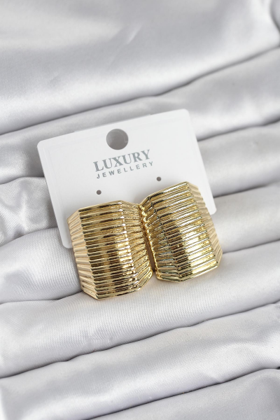 Gold Renk Pirinç Vintage Esintili Statement Küpe 5886