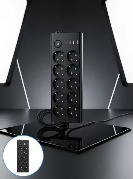 10'lu Çoklu Priz USB ve Type-C Şarj Girişli Akım Korumalı Grup Priz
