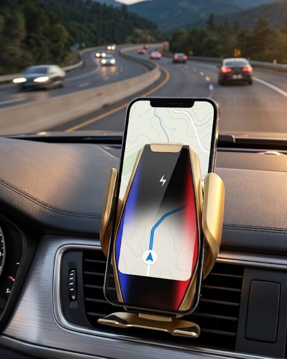 Kablosuz Şarjlı Araç Telefon Tutucu Sensörlü Otomatik Kilit 360 Derece Döner