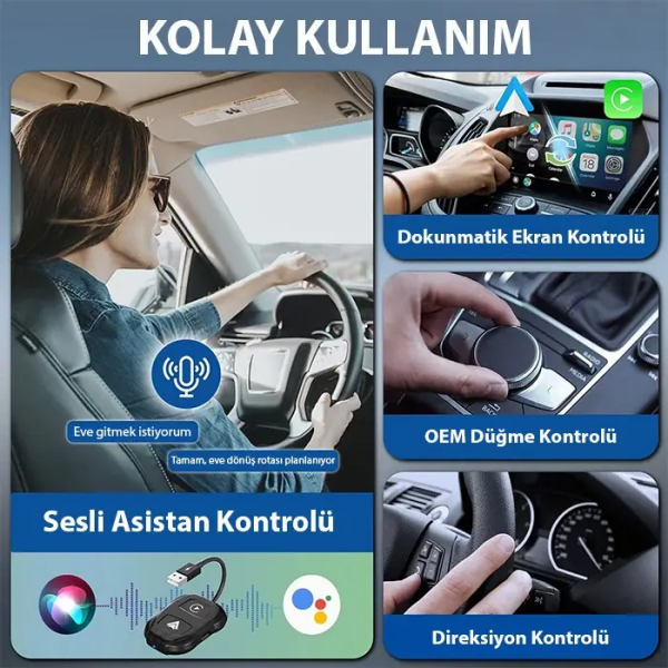 Ally iPhone-Android Kablosuz Carplay 5ghz Adaptör Çevirici -Youtube Netflix Tiktok Video Yansıtıcı-(5775)