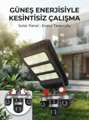 Solar Panelli Akıllı Güvenlik Kamerası LED Projektörlü