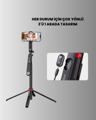 Dikey ve Yatay Çekim Destekli Selfie Stick Tripod