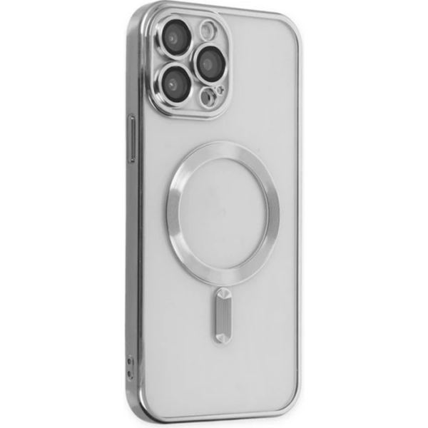 ALLY iPhone 12 Pro 6.1inç Renkli Kenar Lazer Çerçeveli Magsafe Uyumlu Silikon Kılıf-(5775)