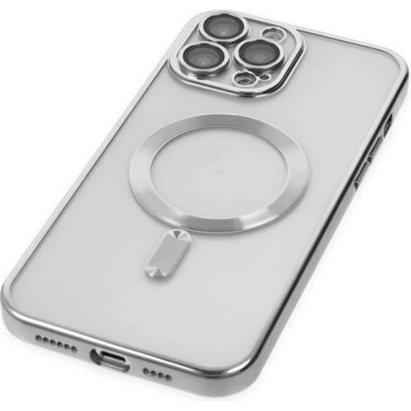 ALLY iPhone 12 Pro 6.1inç Renkli Kenar Lazer Çerçeveli Magsafe Uyumlu Silikon Kılıf-(5775)