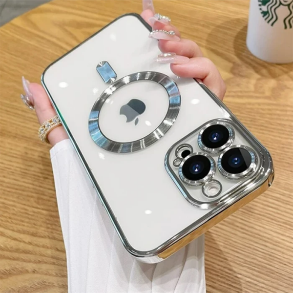 ALLY iPhone 12 Pro 6.1inç Renkli Kenar Lazer Çerçeveli Magsafe Uyumlu Silikon Kılıf-(5775)