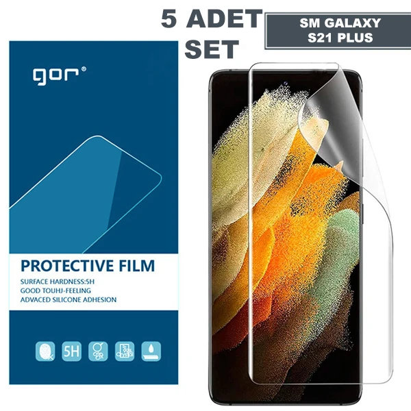 GOR SM Galaxy S21+Plus HD Darbe Emici Ekran Koruyucu Jelatin 5 Adet Set-(5775)