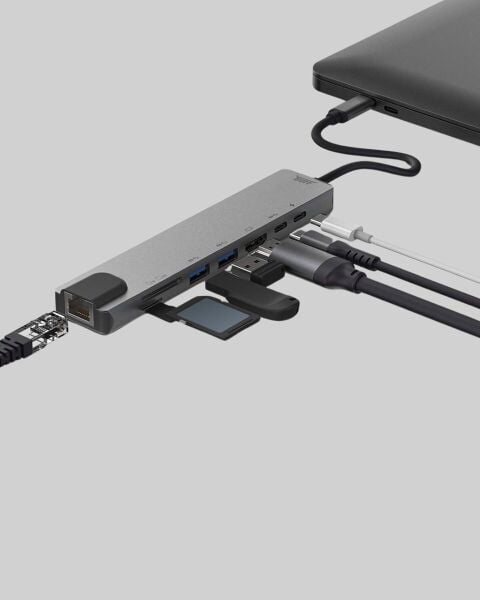 Alüminyum Kasalı MacBook USB-C Hub – 4K HDMI USB 3.0 SD/TF Kart Girişi PD Şarj Desteği