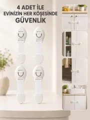 4 Adet Çok Amaçlı Çocuk Güvenlik Kilidi Dolap Çekmece ve Gardırop İçin