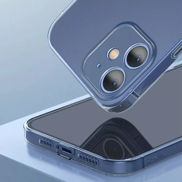Baseus Simple Case iPhone 12 6.1 İnce Şeffaf Silikon Kılıf Kamera Korumalı-(5775)