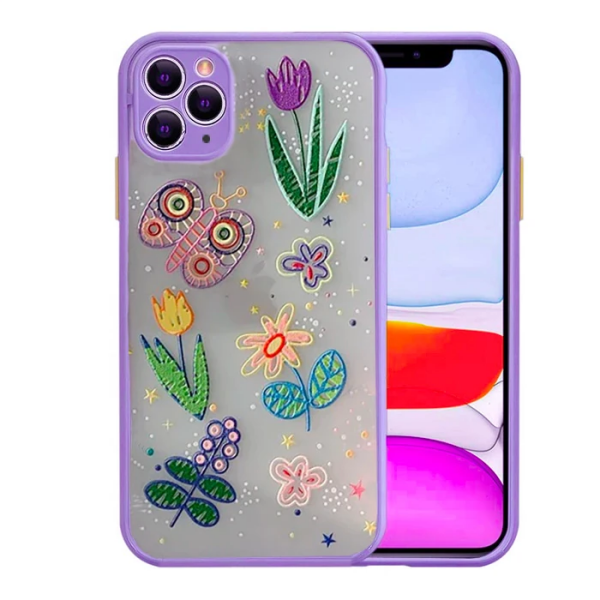 iPhone 11 Pro Max 6.5inç Kamera Korumalı Çiçek Desenli Silikon Kılıf-(5775)