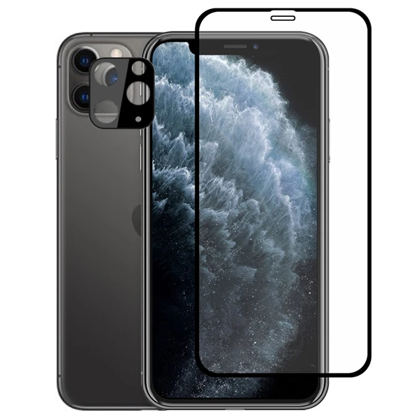 İPhone 11 Pro 2İN1 Full Glue Tempered Cam Ekran Koruyucu +Kamera Lens Set-(5775)