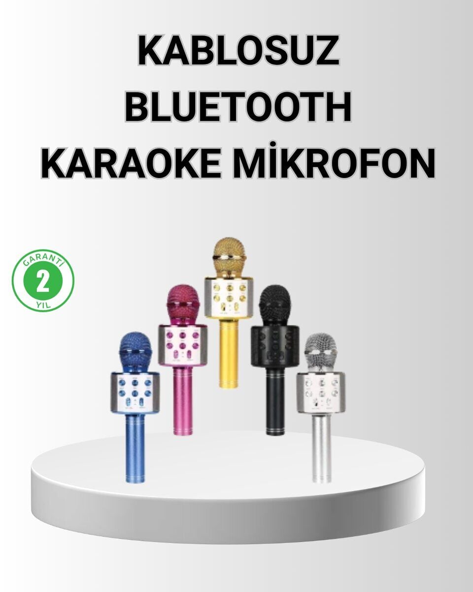 Bluetooth Karaoke Mikrofon – Yüksek Ses Kalitesi Yankı Efektli Uzun Ömürlü Pil