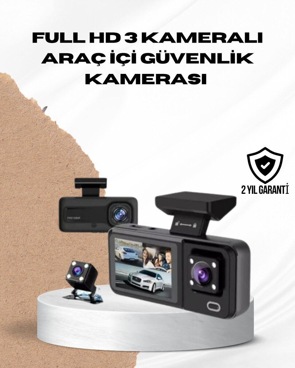 Wi-Fi Bağlantılı Full HD Araç Kamera Seti 3 Kameralı Park Koruma ve Döngü Kayıt