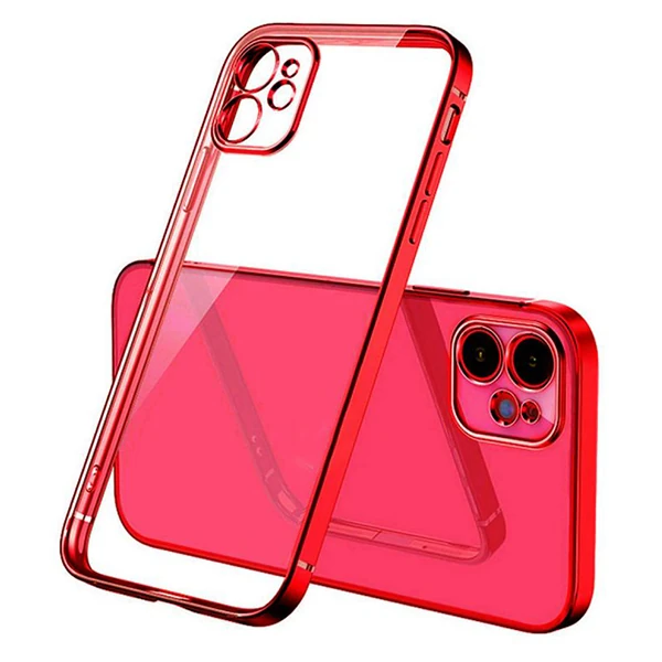 iPhone 12 Mini 5.4inç Renkli Kenar Şeffaf Kılıf Kamera Korumalı Kılıf-(5775)