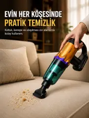 Taşınabilir Kablosuz El Süpürgesi Araç ve Ev Temizliğine Uygun