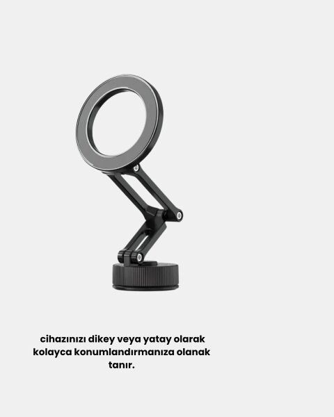 360° Dönebilen Katlanır Manyetik Araç Telefon Tutucu – MagSafe Uyumlu Kompakt ve Şık Tasarım