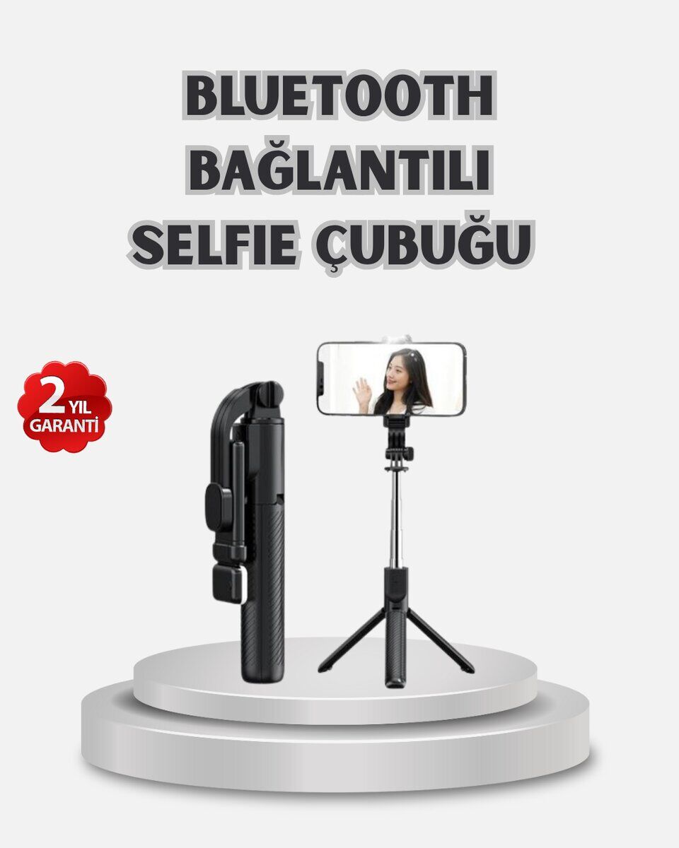 Kablosuz Bluetooth Selfie Çubuğu – 360° Dönebilir Başlık Taşınabilir ve Şık Tasarım
