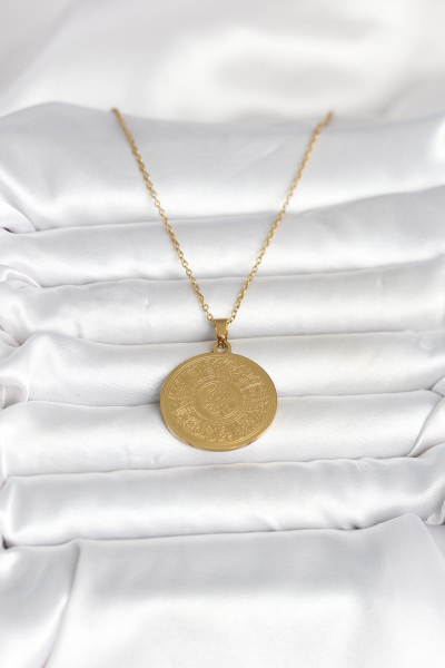 316L Çelik Gold Renk Ayetel Kürsi Yazılı Kolye 5886