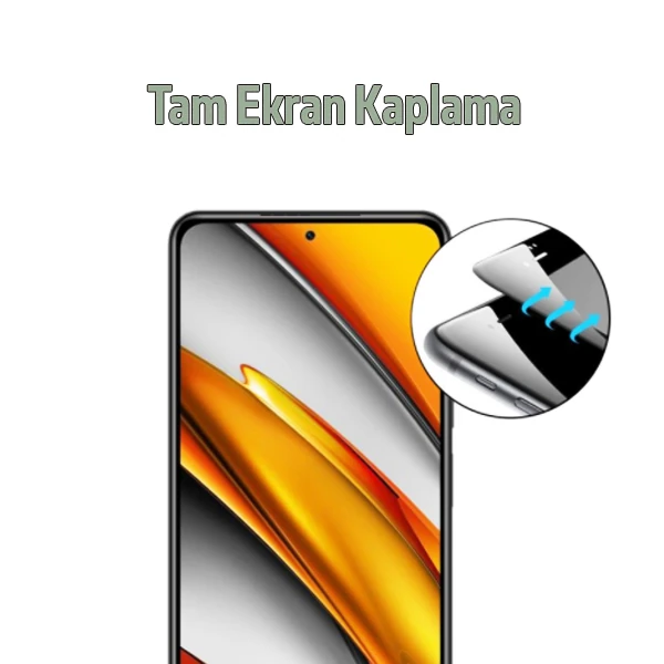 Xiaomi Poco F3 Full Glue Full Kaplama Tempered Cam Ekran Koruyucu-(5775)