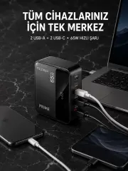 4 Portlu GaN Masaüstü Hızlı Şarj İstasyonu