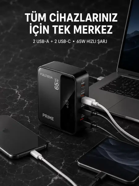4 Portlu GaN Masaüstü Hızlı Şarj İstasyonu