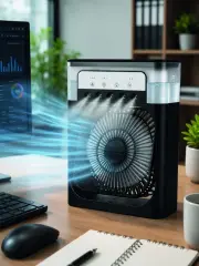 Modern Püskürtmeli Masaüstü Fan  Geniş Su Haznesi 5 Sis Çıkışı 3 Kademe Fan Gücü