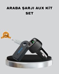AUX Bluetooth Adaptör ve 38W Hızlı Araç Şarj Cihazı Seti