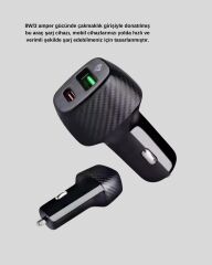 Bluetooth AUX Çevirici ve PD Destekli Araç Şarj Cihazı 2’li Set