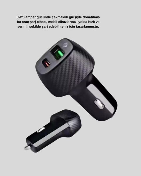 Bluetooth AUX Çevirici ve PD Destekli Araç Şarj Cihazı 2’li Set