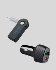 Bluetooth AUX Çevirici ve PD Destekli Araç Şarj Cihazı 2’li Set