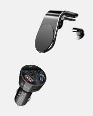 Araç İçi Telefon Tutucu + Quick Charge 3.0 Araç Şarj Cihazı Seti