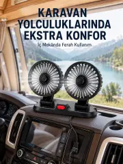 USB Bağlantılı Çift Başlıklı Araç İçi Soğutma Vantilatörü