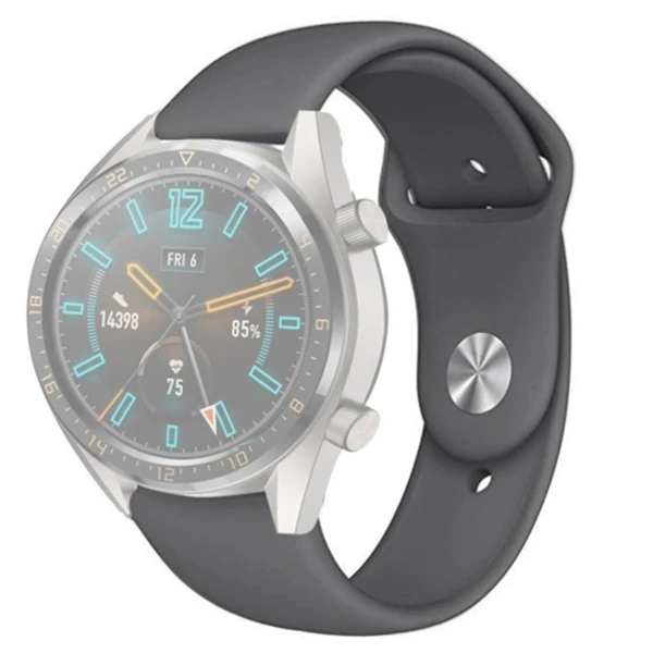 22MM Silikon Kayış Kordon Gear S3 Watch 4 -GT2 GT2E 46MM KayışKordon Watch Active 2 22MM-(5775)