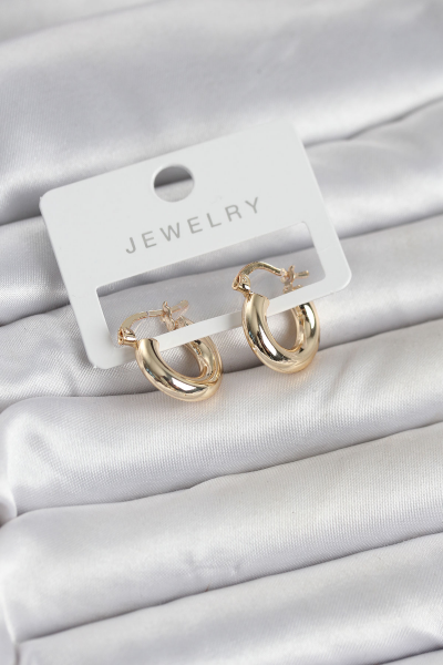 Gold Renk Pirinç Halka 15 mm Kadın Küpe 5886