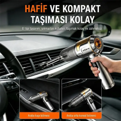 EZERE Nanovac 22000pa Güçlü Portatif Vakumlu Kablosuz Üflemeli Mini Araç Süpürgesi-(5775)