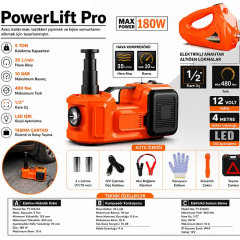 EZERE PowerLift Pro 5 Ton Çok Fonksiyonlu Elektrikli Hidrolik Kriko Lift Kaldırma / Kompresör / Bijon Sökme / LED Işık-(5775)