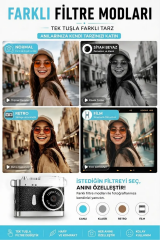 Ezere PixCam Vintage Taşınabilir Mini Dijital Kamera Selfie Video Vlog Kamerası Mini Anahtarlık 1080P-(5775)